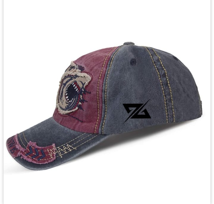 Red CUSTOMIZED EMBRODERIED DENIM SHARKS