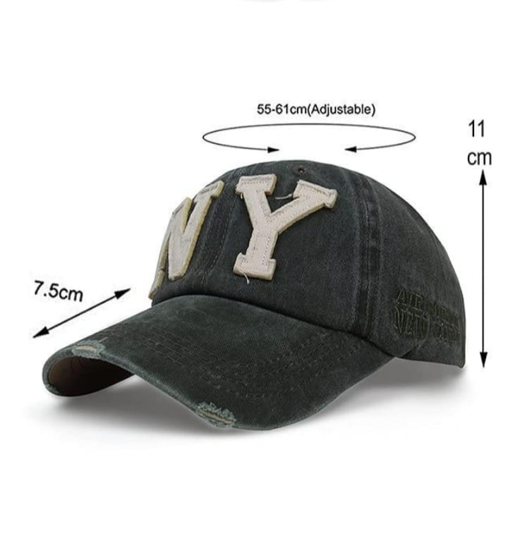 Olive Customized Unisex Denim Cotton NY Embroidered Adjustable  Cap