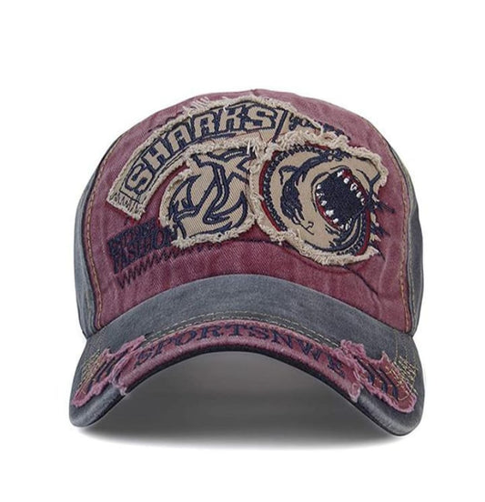Red CUSTOMIZED EMBRODERIED DENIM SHARKS